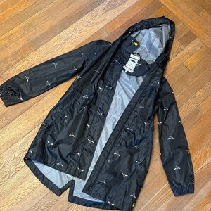 Joules Black Hooded Raincoat with Bee Print